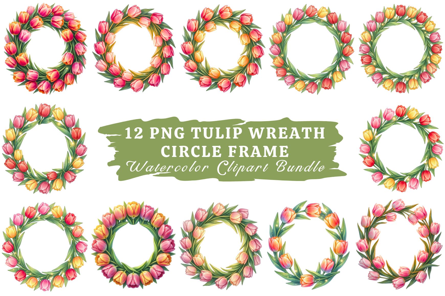 The Tulips Watercolor Clipart Bundle #06