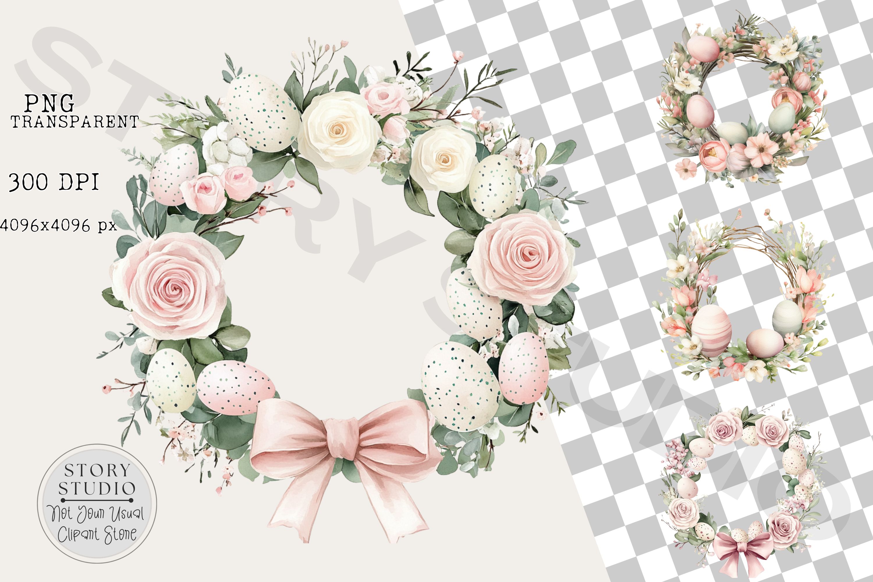 Elegant Easter Egg Floral Wreath Set