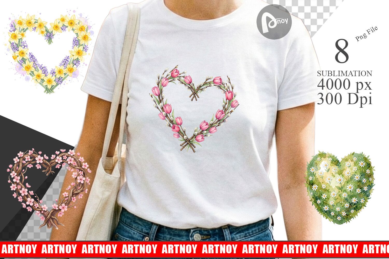 Floral Easter Heart Wreath Sublimation