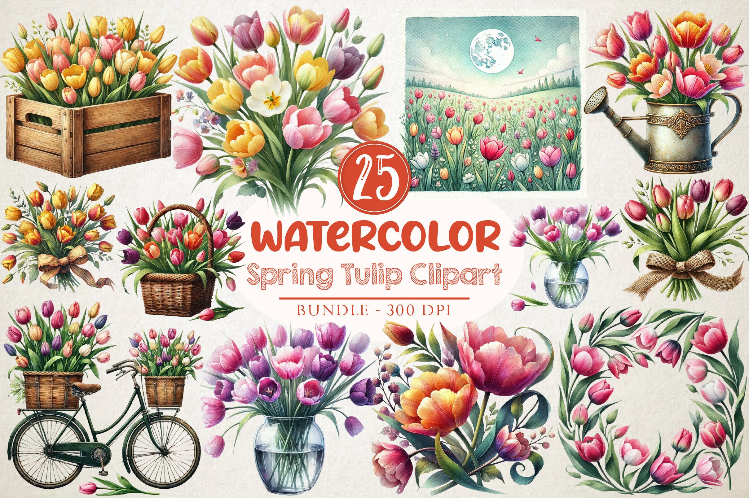 Spring Tulip Flower Sublimation Clipart
